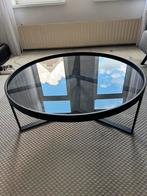Salontafel zwart glas 90 cm, Huis en Inrichting, Tafels | Salontafels, Gebruikt, 50 tot 100 cm, Rond, Glas