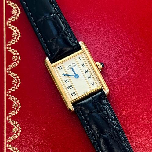 Cartier Tank Vermeil 1613, Sieraden, Tassen en Uiterlijk, Horloges | Dames, Gebruikt, Polshorloge, Overige merken, Overige materialen