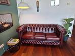 Oxblood red chesterfield 3-zits bank, Ophalen of Verzenden, Zo goed als nieuw, 75 tot 100 cm