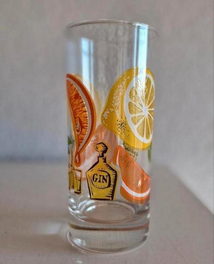 Glas met Fruit en Drank opdrukken, Verzamelen, Glas en Borrelglaasjes, Zo goed als nieuw, Ophalen of Verzenden