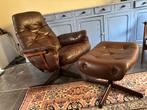 Vintage fauteuil GÖTE MÖBLER design met Hocker draaistoel, Huis en Inrichting, Fauteuils, Ophalen, Gebruikt, Seventies, 75 tot 100 cm