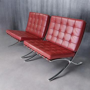 Ludwig Mies van der rohe barcelona chair Knoll donkerrood 2x beschikbaar voor biedingen