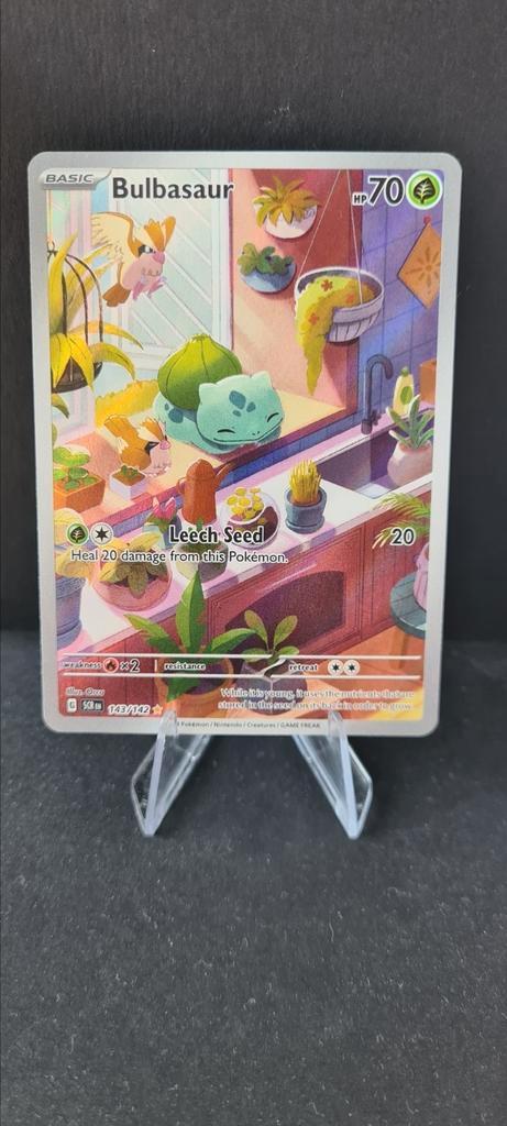 Bulbasaur 143 Stellar Crown, Hobby en Vrije tijd, Verzamelkaartspellen | Pokémon, Zo goed als nieuw, Ophalen of Verzenden