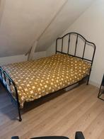 Zwart bed met gouden accenten - 140x200, Gebruikt, Zwart, Tweepersoons, 200 cm
