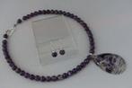 AMETHIST ketting/oorhanger-set, Verzenden, Paars, Nieuw, Met edelsteen