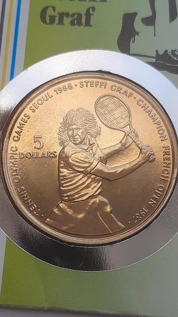 5 Dollars 1997 Steffi Graf Niue- Oplage 50.000! - XXIV Olymp beschikbaar voor biedingen