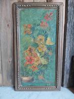 Leuk oud bloemen stilleven schilderij olie op doek (op hout), Verzenden