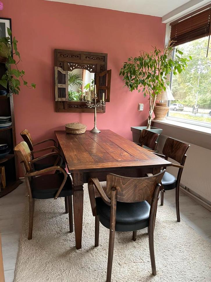 Eettafel koloniaal teakhout (set stoelen ook te koop), Antiek en Kunst, Antiek | Meubels | Tafels, Ophalen
