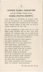 zr. Maria J. Seesing 1906 Vierakker + 1967 Den Bosch, 61 jr, Verzenden