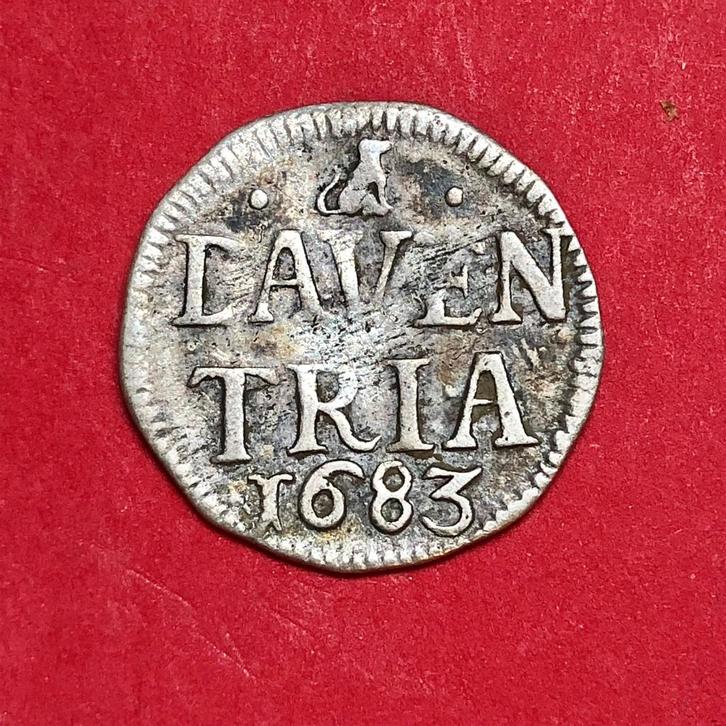 2-stuiver Deventer met klimmende leeuw. 1683. Zfr., Postzegels en Munten, Munten | Nederland, Losse munt, Overige waardes, Vóór koninkrijk