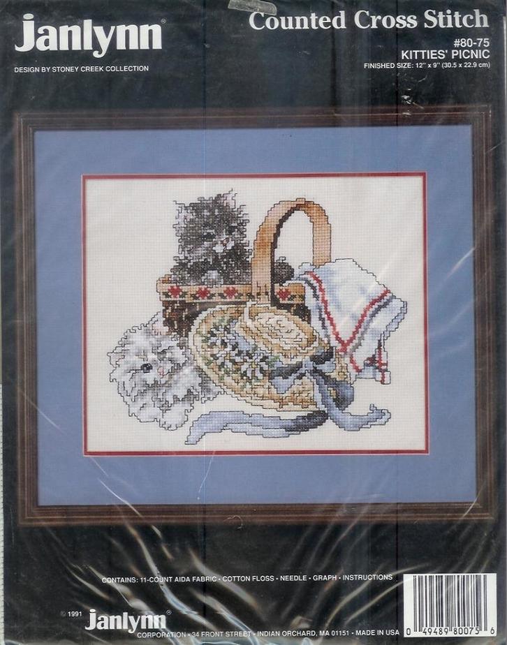 Cado janlynn borduurpakket  kitties  picknick  laatste, Hobby en Vrije tijd, Borduren en Borduurmachines, Nieuw, Borduurpakket