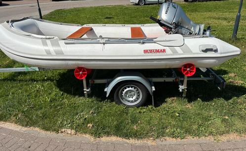 Suzumar DS390 met Honda 15pk en trailer (ook los tekoop), Watersport en Boten, Speedboten, Gebruikt, 3 tot 6 meter, Benzine, Minder dan 70 pk