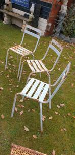 4 jaren 70 ijzeren tuinstoelen, Tuin en Terras, Tuinstoelen, Ophalen, Gebruikt, Metaal, Stapelbaar