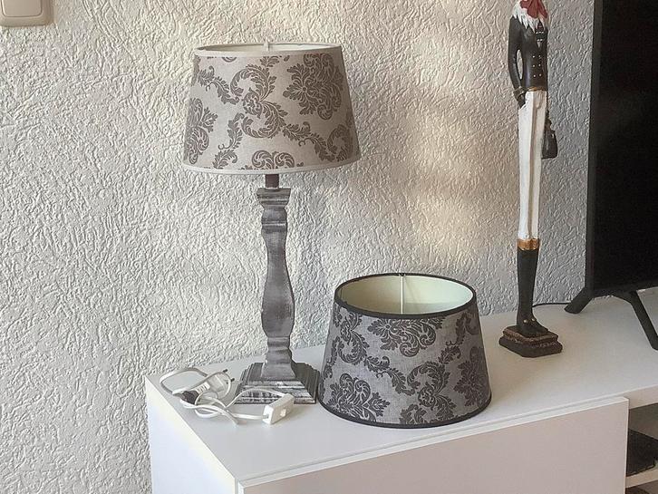 Clayre & Eef Schemerlamp incl. extra nieuw stoffen kap, Huis en Inrichting, Lampen | Tafellampen, Zo goed als nieuw, 50 tot 75 cm