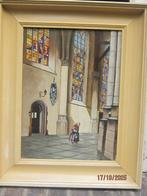 Olieverf Schild. Interieur Laurenskerk Rotterdam ??, Antiek en Kunst, Ophalen