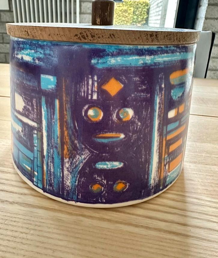 SMF Schramberg Majolika keramiek doos met houten deksel '60, Antiek en Kunst, Antiek | Porselein, Ophalen of Verzenden