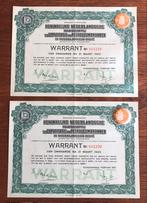 2x Aandeel KNM Exploitatie Petroleumbronnen NL Indië, Verzenden, 1920 tot 1950, Aandeel