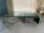 Glazen salontafel - design by: van Beek model S6+S11, Huis en Inrichting, Tafels | Salontafels, Ophalen, Gebruikt, 100 tot 150 cm