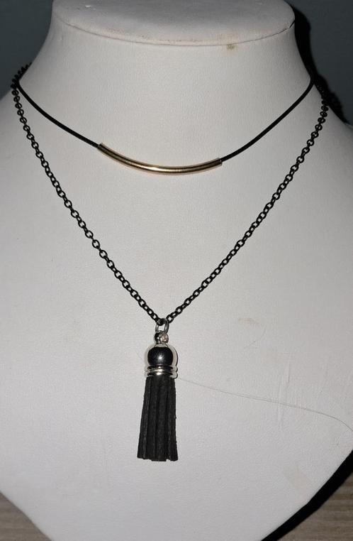 Mooie nieuwe zwarte ketting met kwastje, Sieraden, Tassen en Uiterlijk, Kettingen, Nieuw, Overige materialen, Zwart, Verstelbaar