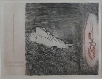 Jan Montijn(1924) Kleuren Ets"Comp Vietnam la roche" Ges Gen beschikbaar voor biedingen