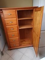 Grenen kast met pitriet deur, Huis en Inrichting, Kasten | Kledingkasten, Ophalen, Gebruikt, Met deur(en), 100 tot 150 cm