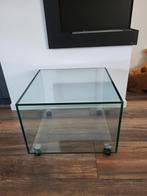 Glazen salontafel op wieltjes, Ophalen, Minder dan 50 cm, Minder dan 50 cm, Minder dan 50 cm