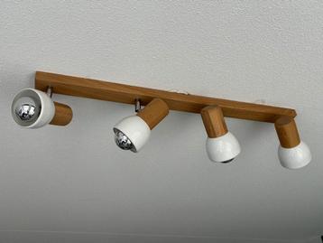 Plafondlamp met 4 Spots - Hout & Metaal beschikbaar voor biedingen