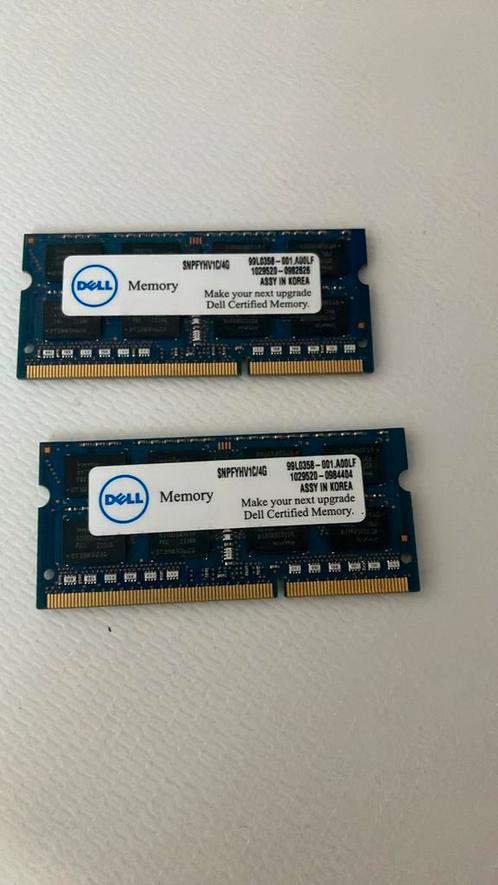 2x 4GB RAM geheugen van Dell, Computers en Software, RAM geheugen, Gebruikt, Laptop, 4 GB, DDR3, Ophalen of Verzenden
