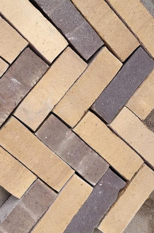 Nieuw Gebakken dikformaat klinkers strak onbezand geel bruin, Tuin en Terras, Tegels en Klinkers, Nieuw, Klinkers, Keramiek, 10 m² of meer