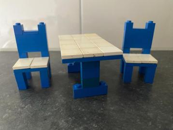 Lego 275 Vintage Retro Homemaker Tafel + 2 stoelen wit blauw beschikbaar voor biedingen