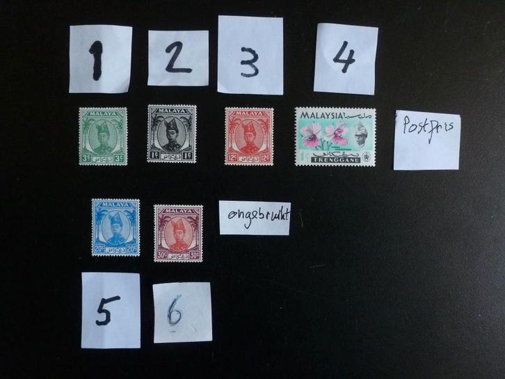 Engelse kolonie. Trengganu. Divers., Postzegels en Munten, Postzegels | Azië, Gestempeld, Zuid-Azië, Verzenden