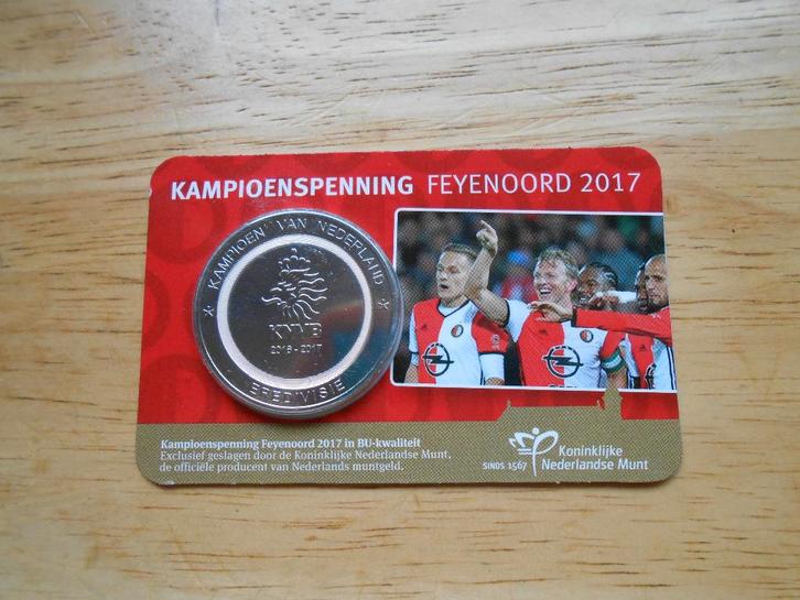 Feyenoord Kampioenspenning 2017 BU kwaliteit coincard, Postzegels en Munten, Penningen en Medailles, Overige materialen, Nederland