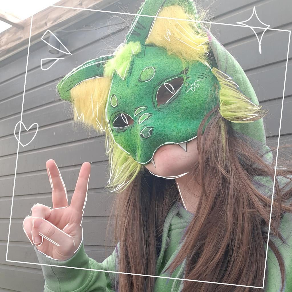 /Therian mask - alien cat, yellow and green, Ophalen of Verzenden, Nieuw, Accessoires