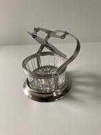 BROCANTE jampothouder persglas met gravering, Ophalen of Verzenden