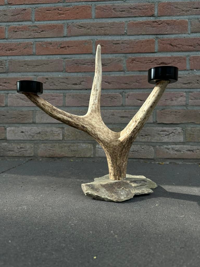 Geweikandelaar.gewei.edelhert.damhert.geweien.waxinelichtjes, Ophalen of Verzenden, Nieuw, Overige materialen, Minder dan 25 cm