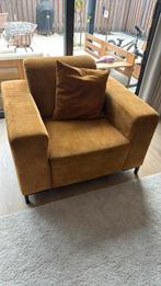 2 cognac kleurige velvet fauteuils te koop, Huis en Inrichting, Fauteuils, Ophalen of Verzenden, Zo goed als nieuw, 75 tot 100 cm