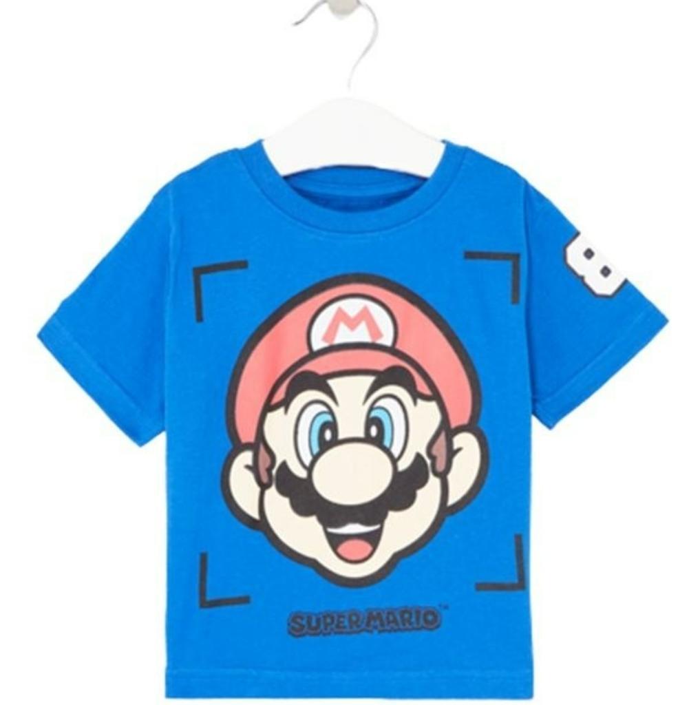 Super Mario T-shirt Aqua - Maat 98 -104 -110 -116 -122 -128, Super Mario, Nieuw, Ophalen of Verzenden, Jongen