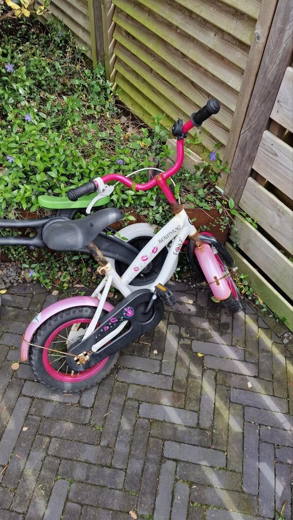 Kinderfietsje roze/wit, Fietsen en Brommers, Fietsen | Kinderfietsjes, Ophalen, Gebruikt, Minder dan 16 inch, Beauty One