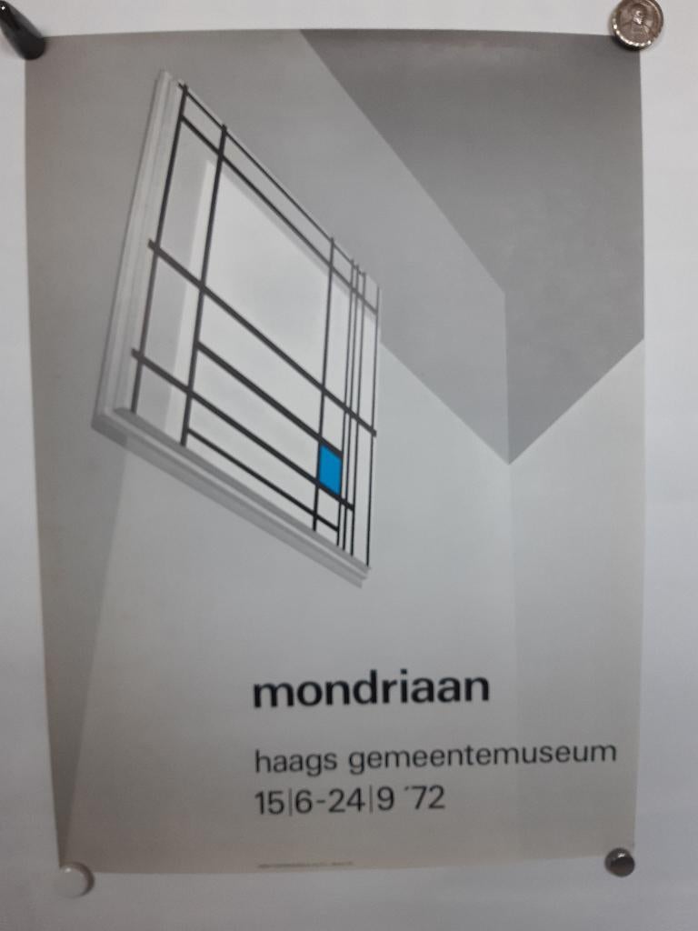 Originele poster Piet Mondriaan Haags Gemeentemuseum, Verzenden, A1 t/m A3, Reclame, Rechthoekig Staand
