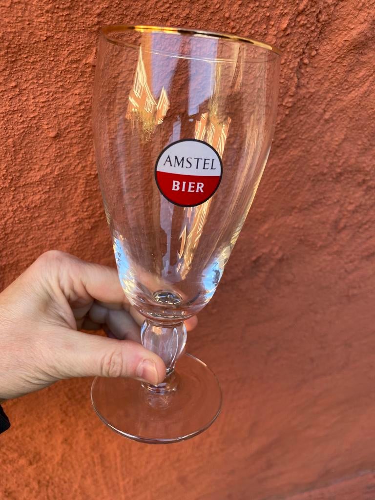 Amstel Bier Glas - Klassiek Bierglas met Gouden Rand, Ophalen, Glas of Glazen, Overige stijlen, Glas