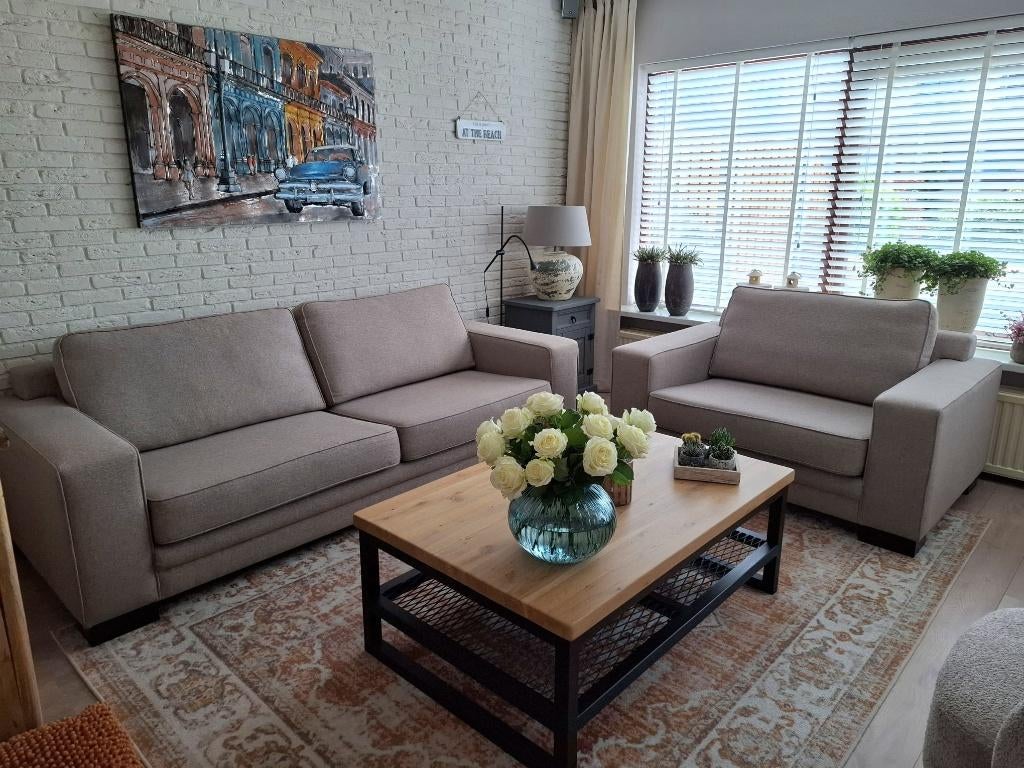 Bankstel 3 zit + 2 zit, Ophalen, 75 tot 100 cm, Zo goed als nieuw, Rechte bank