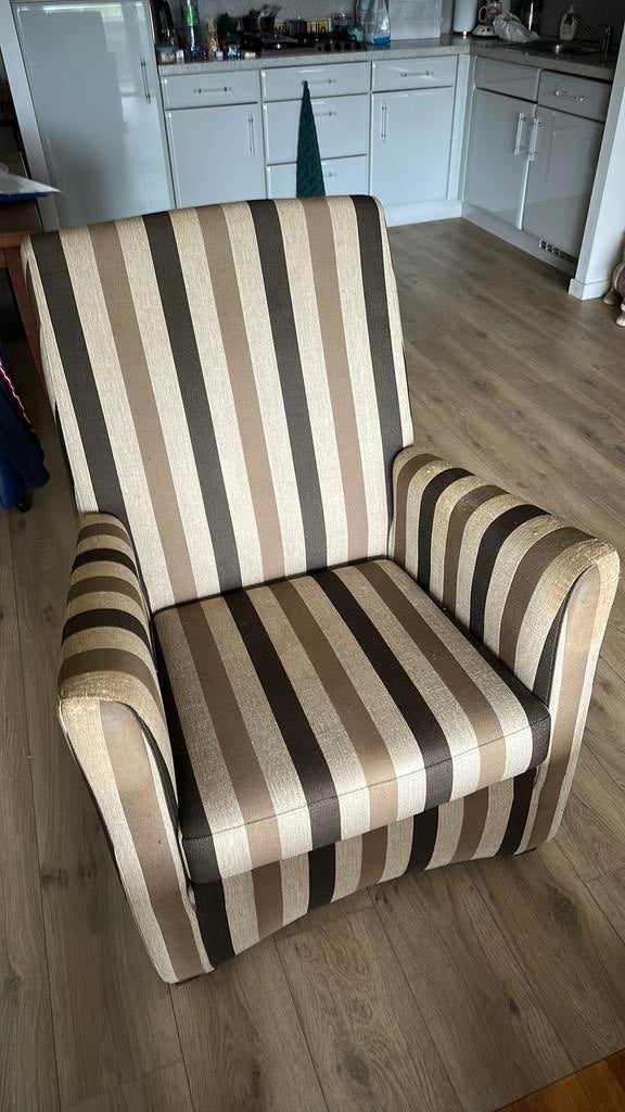 Stijvolle Fauteuil met Tijdloos Streepdesign, Ophalen, Gebruikt, 75 tot 100 cm, Stof