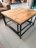 Loods 5 Mangohouten salontafels met stalen frame, Ophalen, Vierkant, 50 tot 100 cm, Zo goed als nieuw