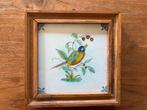 Vintage ingelijste tegel met vogelmotief, Ophalen of Verzenden
