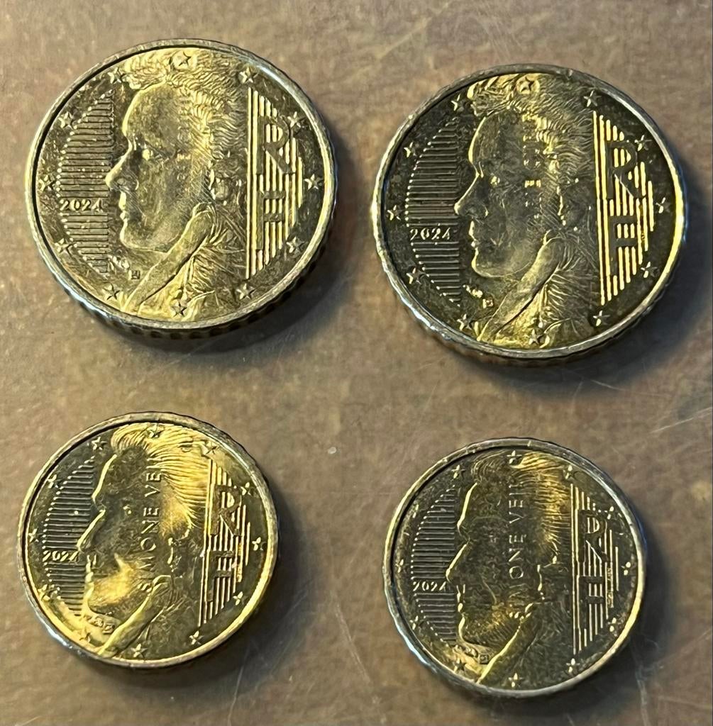 Euro munten Frankrijk 2024 - 2x 50 cent, 2x 10 cent, Postzegels en Munten, Munten | Europa | Euromunten, Ophalen of Verzenden