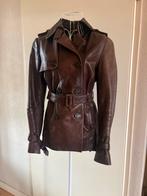 Zgan echt leren bruine trenchcoat v Goosecraft mt S, Ophalen of Verzenden, Zo goed als nieuw, Maat 36 (S), Bruin