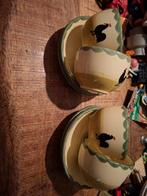 Zeller keramiek  haan  4 kop met schotels, Huis en Inrichting, Ophalen of Verzenden, Zo goed als nieuw, Overige stijlen, Kop(pen) en/of Schotel(s)