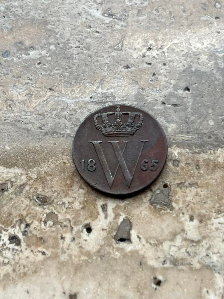 1/2 cent 1865 Willem III, mooie kwaliteit, Postzegels en Munten, Munten | Nederland, Ophalen of Verzenden, Koning Willem III, Losse munt