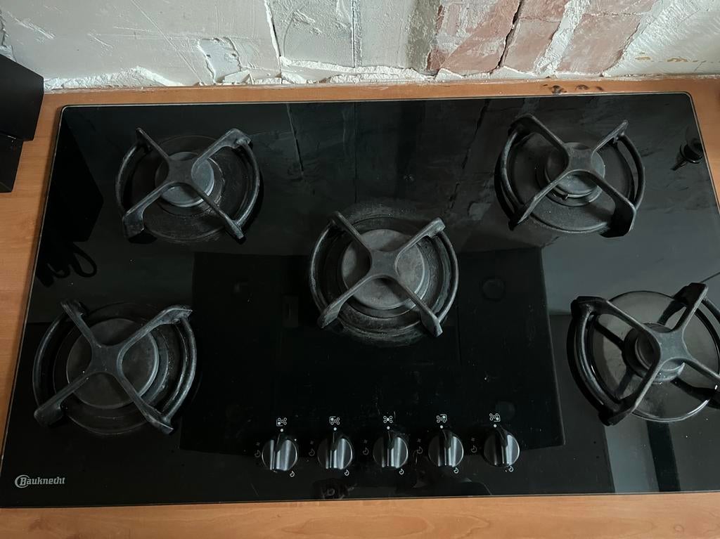 Bauknecht gaskookplaat 5 pitten, Ophalen, Gebruikt, Inbouw, Gas