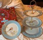 Etagère met 3 lagen en 4 borden - Vogel & Bloemenmotief, Ophalen of Verzenden, Zo goed als nieuw